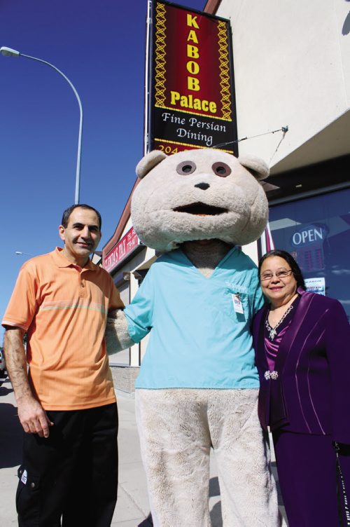 Canstar Community News Farhad Sultanpour and Glenda Lagadi, owners of Kabob Palace on Notre Dame Avenue, celebrated the traditional Persian food restaurant's one-year anniversary on Saturday, donating all proceeds from the day's business to the Children's Hospital Foundation of Manitoba.