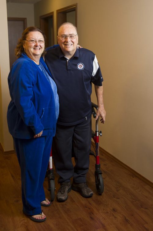 130410 Winnipeg - DAVID LIPNOWSKI / WINNIPEG FREE PRESS (October 04, 2013)  Rick Byquist is a paraplegic but is recovering with the help of the Paraplegic Association of Manitoba. He is seen with his wife Janis at their home Friday. He is walking, something he didn't know he would ever be able to do again.  United Way story by Elizabeth Fraser story