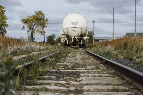 130410 Winnipeg - DAVID LIPNOWSKI / WINNIPEG FREE PRESS (October 04, 2013)  Signs of danger, flammable materials, hazardous materials, and railway cars in the Mission Industrial Neighbourhood due to the heavy industry in the area. For Aldo Santin story