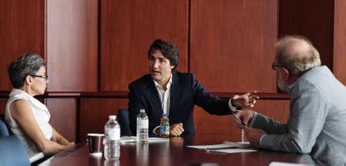 Justin Trudeau leader of the Liberal Party of Canada is interviewed by the Winnipeg Free Press Editorial Board. 131009 - October 09, 2013 MIKE DEAL / WINNIPEG FREE PRESS