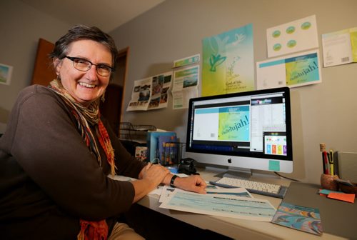 Judith Rempel, a local graphic designer who is doing work for the upcoming assembly of the World Council of Churches in South Korea, Wednesday, October 9, 2013. (TREVOR HAGAN/WINNIPEG FREE PRESS) - faith page