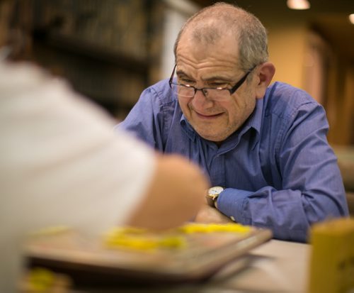 Arthur Charach reacts to his opponents play. Winnipeg Scrabble Club  Story by Dave Sanderson 130926 - Thursday, September 26, 2013 - (Melissa Tait / Winnipeg Free Press)