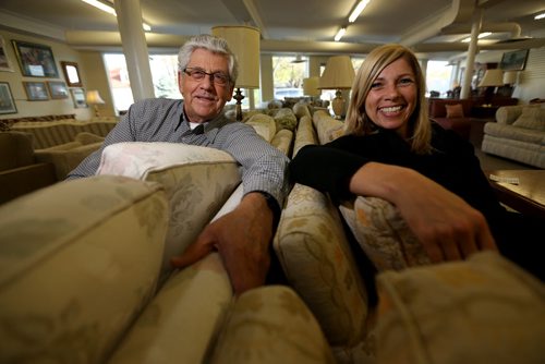 John Wieler, founding member of the store, and Lori Goetz, store manager, at the MCC Furniture Thrift Store on Keewatin, October 16, 2013. (TREVOR HAGAN/WINNIPEG FREE PRESS) - see murray mcneill