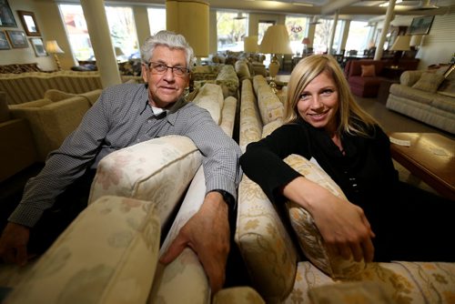 John Wieler, founding member of the store, and Lori Goetz, store manager, at the MCC Furniture Thrift Store on Keewatin, October 16, 2013. (TREVOR HAGAN/WINNIPEG FREE PRESS) - see murray mcneill