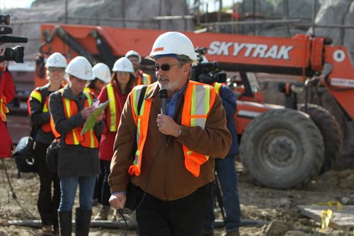 Assiniboine Park Zoo Chief Operating Officer Don Peterkin takes members of the media through construction site of  the - Journey to Churchill exhibit Thursday afternoon at the zoo. See Ashley Prest story. Oct   17,, 2013 Ruth Bonneville / Winnipeg Free Press