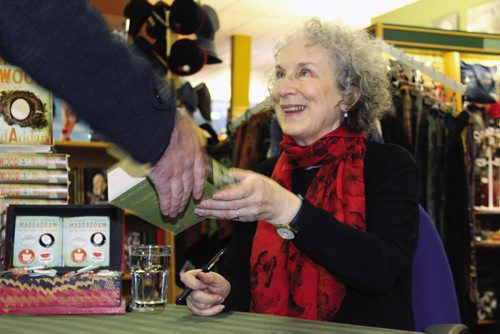 Canstar Community News Renowed poet and novelist Margaret Atwood was in town Oct. 16 at McNally Robinson in Grant Park Mall to greet a long line-up of fans and sign copies of her newest book, MaddAddam. (JORDAN THOMPSON)