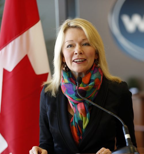 in pic - Social Development Candice Bergen  with Shelly Glover Minister of Canadian Heritage  and Official Languages with Minister of State were in Wpg to the new trade deal between the European Union and Canada  KEN GIGLIOTTI / Oct. 25 2013 / WINNIPEG FREE PRESS