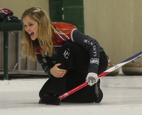 Skip Jennifer Jones in a game Friday morning in the 2013 Women's Curling Classic at the Fort Rouge Curling Club against Team Fordyce.  Tim Campbell  story. Wayne Glowacki / Winnipeg Free Press Oct. 25 2013