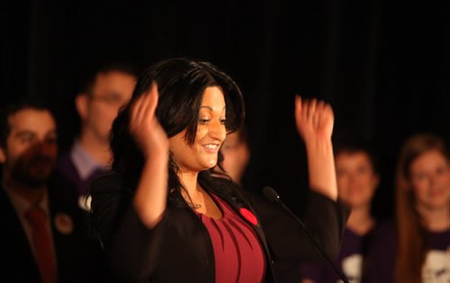 Rana Bokhari is shocked moments after winning the Liberal leadership race at the Hotel Fort Garry Saturday afternoon.  Ruth Bonneville / Winnipeg Free Press