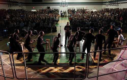 stdup with video - WE Day warm up Äì Vincent Massey students were treated to a We Day rehearsal assembly featuring the (in pic)  Kenyan Boys Choir Äì We Day is Oct 30th  and will feature  Martin Sheen as a speaker Äì Brad Oswald is doing todays story  - with video  KEN GIGLIOTTI / Oct. 28 2013 / WINNIPEG FREE PRESS