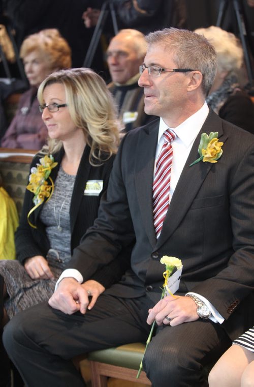 Gord Steeves with his wife Lorri today announced at Assiniboine Park in WInnipeg that he will run for Mayor in the 2014 election -See Bartley Kives story- OCTOBER 28, 2013    (JOE BRYKSA / WINNIPEG FREE PRESS)