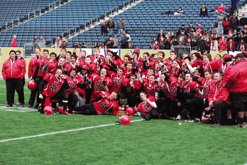 Canstar Community News The St. Vital Mustangs became the 2013 Midget Football League of Manitoba champions Saturday afternoon with a commanding 39-12 win over defending champs the North Winnipeg Nomads. Offensive player of the game was Mustangs' #28 Brandon Sitch, and defensive player of the game was Nomads' #47 Jeffery Limneos. (JORDAN THOMPSON)