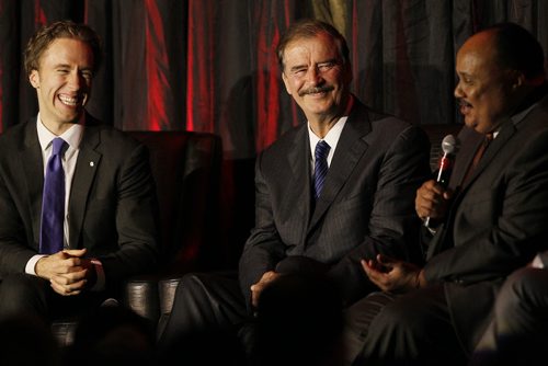 October 29, 2013 - 131029  - Martin Luther King lll speaks as Craig Kielburger and former President of Mexico Vicente Fox listen in at We Day Dinner at The Radisson Tuesday, October 29, 2013. John Woods / Winnipeg Free Press