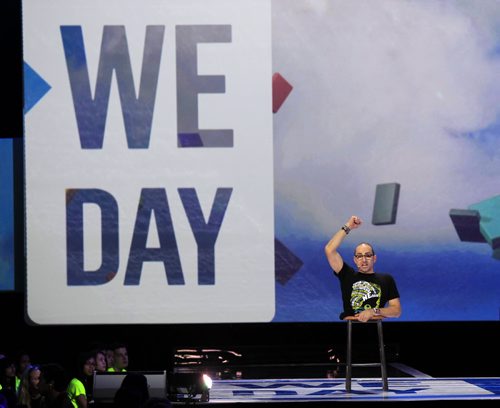Inspirational speaker Spencer West  at the WE DAY event in the MTS Centre Wednesday.  Wayne Glowacki / Winnipeg Free Press Oct. 30 2013
