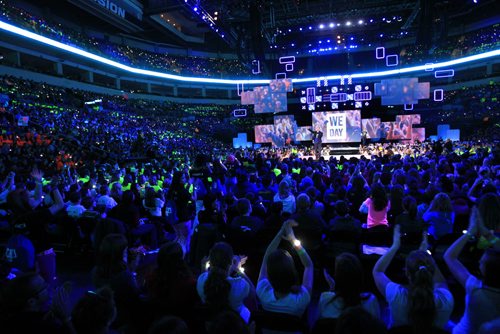 Co-founders Craig  and Marc Kielburger at the WE DAY event in the MTS Centre Wednesday.  Wayne Glowacki / Winnipeg Free Press Oct. 30 2013
