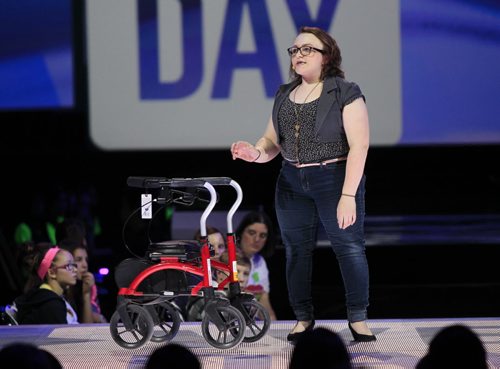 Local student and recipient of Canada's Annual Top 20 Under 20 award Megan Fultz at the WE DAY event in the MTS Centre Wednesday.  Wayne Glowacki / Winnipeg Free Press Oct. 30 2013