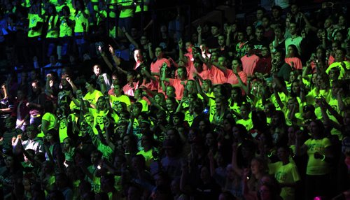 Enthusiastic students attending the WE DAY event in the MTS Centre Wednesday.  Wayne Glowacki / Winnipeg Free Press Oct. 30 2013