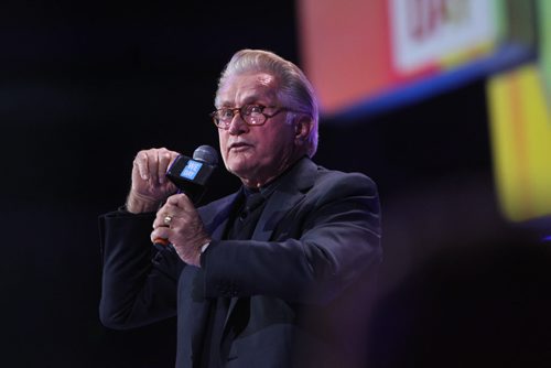 Martin Sheen Award-winning actor and  Human Rights advocate  speaks to thousands of young people at the MTS Centre during the annual WE DAY event Wednesday morning.  October 30,  2013 Ruth Bonneville / Winnipeg Free Press