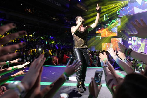 Shawn Desman performs to thousands of young people at the MTS Centre during the annual WE DAY event Wednesday morning.  October 30,  2013 Ruth Bonneville / Winnipeg Free Press
