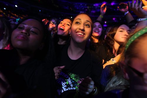 Thousands of  students from across the province celebrate the events on stage at the  3rd annual We Day events at MTS Centre Wednesday. October 30,  2013 Ruth Bonneville / Winnipeg Free Press