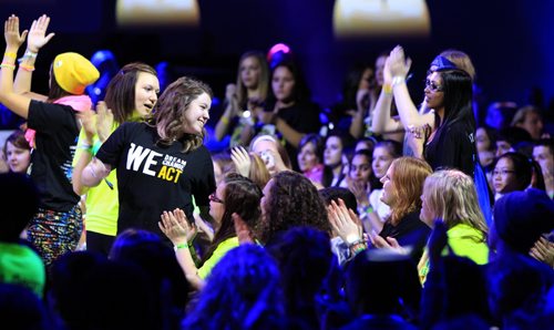 Students enjoying the music and the message at the WE DAY event in the MTS Centre Wednesday.  Wayne Glowacki / Winnipeg Free Press Oct. 30 2013