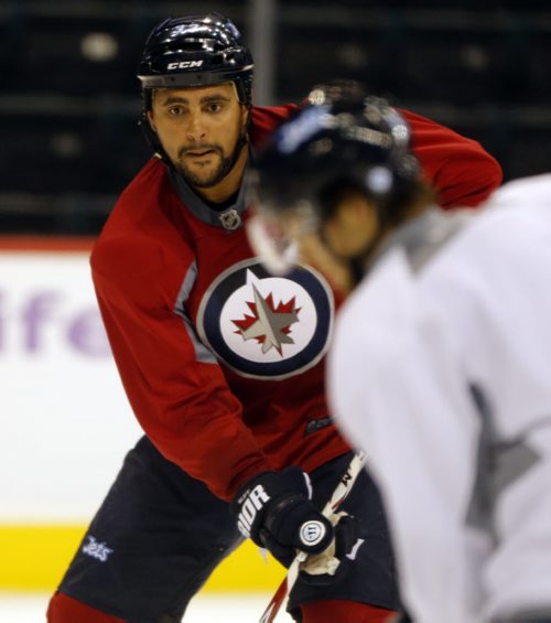 Winnipeg Jets Practice at the MTS Centre Äì Dustin Byfuglien  Oct. 31 2013 / KEN GIGLIOTTI / WINNIPEG FREE PRESS
