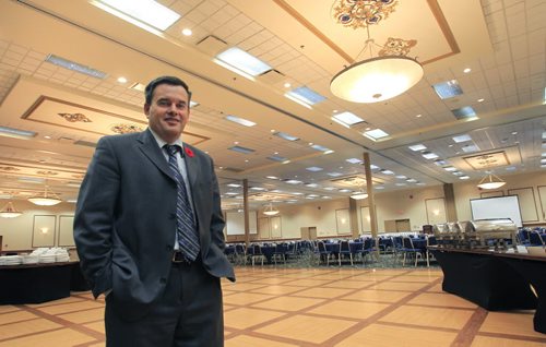 Mike Roziere, General Manager of the Victoria Inn Hotel and Convention Centre regarding their expansion plans.  He is standing in the ballroom that will be expanded by 11,000 sq. feet.  Murray McNeill story  Wayne Glowacki / Winnipeg Free Press Oct. 31 2013