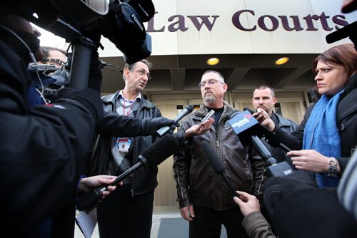 Robert Taman talks to the media outside the Law Courts Building about his disappointment with the ruling that  Ex-police chief Harry Bakema was found not guilty in East St.Paul crash aftermath. See Mike McIntyre. story. November 01,,  2013 Ruth Bonneville / Winnipeg Free Press