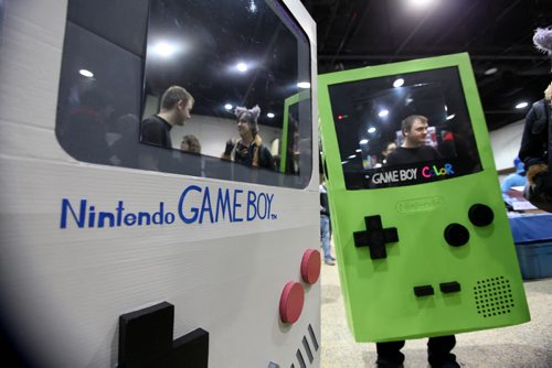 Nintendo GameBoy costume wearers make their way around the Comic Con event  at the Convention Centre Saturday.  November 02,,  2013 Ruth Bonneville / Winnipeg Free Press