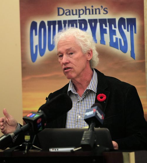 Rob Waloschuk, promoter of Countryfest at an event Monday to announce the Dauphin's Countryfest 2014 Line-up. The up and coming festival June 26-29 will include with Blake Shelton, The Band Perry, Nitty Gritty Dirt Band and Rascal Flatts . Al Small story.  Wayne Glowacki / Winnipeg Free Press Nov. 4. 2013