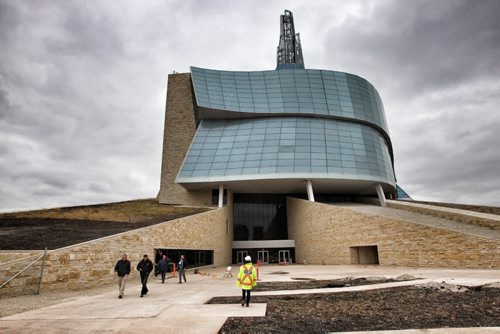 Industry partners leave the CMHR after a presentation and the announcement that it will be opening September 20, 2014. 131104 - November 4, 2013 MIKE DEAL / WINNIPEG FREE PRESS
