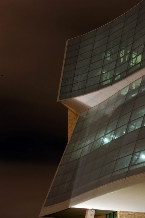 A photo of the Human Rights Museum at night. BORIS MINKEVICH / WINNIPEG FREE PRESS  November 4, 2013 CMHR