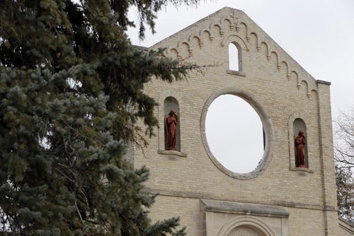 angels  adorn the facade of the Trappist Monastery - Faith Äì St. Norbert church and ruins Äì in pic runs of St. Norbert Trappist Monastery   -  Faith story by Brenda Suderman - Nov. 5 2013 / KEN GIGLIOTTI / WINNIPEG FREE PRESS