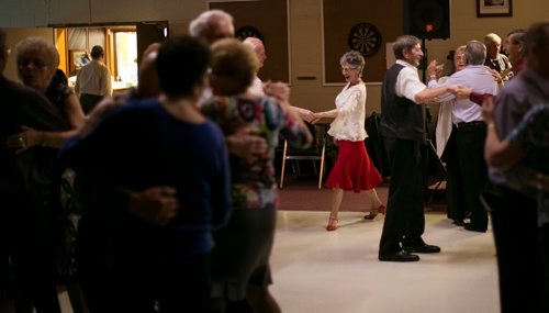 Lillian Wright (in red skirt) dances at the Norwood St. Boniface Legion weekly Saturday Night Dance.  Legions story by Mary Agnes 131026 - Saturday, October 26, 2013 - (Melissa Tait / Winnipeg Free Press)