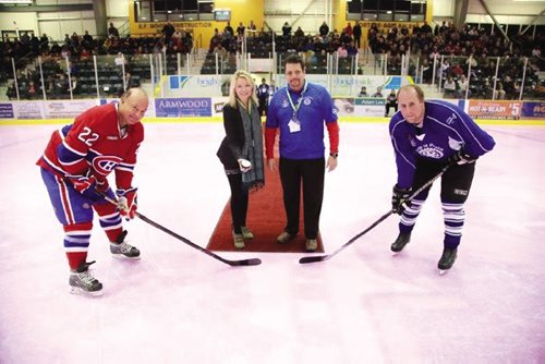 Canstar Community News Oct. 30, 2013 - MP Candace Bergen (Portage-Lisgar) drops the puck at a recent charity hockey game in Portage la Prairie. (SUPPLIED PHOTO/CANSTAR COMMUNITY NEWS)