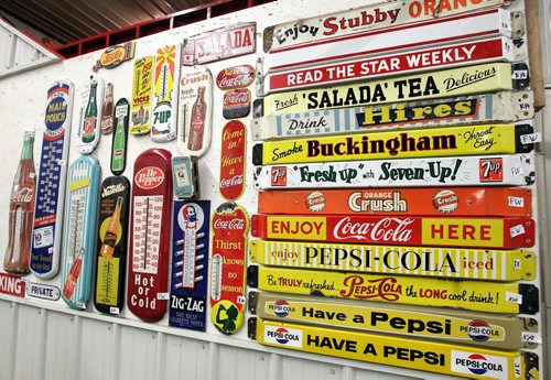 Some of the items McSherry Auction Service will be putting up for sale at this weekends auction in Stonewall, MB. Highly sought after gas station signs, vintage pumps, and other memorabilia will be up for auction Sunday, November 10.  131106 - November 6, 2013 MIKE DEAL / WINNIPEG FREE PRESS
