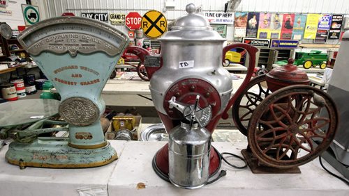 Some of the items McSherry Auction Service will be putting up for sale at this weekends auction in Stonewall, MB. Highly sought after gas station signs, vintage pumps, and other memorabilia will be up for auction Sunday, November 10.  131106 - November 6, 2013 MIKE DEAL / WINNIPEG FREE PRESS