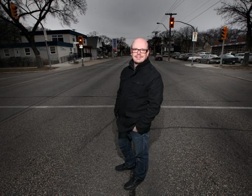 Doug Morrow is doing Our Winnipeg with his story about Academy Road. November 8, 2013 - (Phil Hossack / Winnipeg Free Press)
