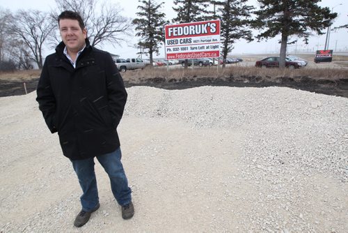 The 43-year-old family-run dealership is having half of its land expropriated by the province for highway expansion of the new Headingley twin highway under construction. The province has offered them about $60,000 but GM Kyle Critchley figures the acre hes losing is probably worth five times that amount.See Story- Nov 14, 2013   (JOE BRYKSA / WINNIPEG FREE PRESS)
