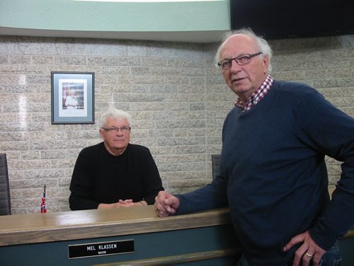 Altona Mayor Melvin Klassen, on the left, and Coun. Ted Klassen are brothers on council but the similarities to Toronto's Ford brothers ends there. BILL REDEKOP/ WINNIPEG FREE PRESS  NOVEMBER 15, 2013