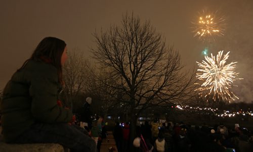 Fireworks at The Forks following the Santa Claus Parade, Saturday, November 16, 2013. (TREVOR HAGAN/WINNIPEG FREE PRESS)