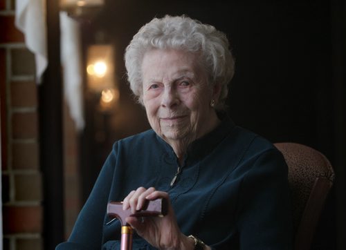 Portrait of Pat McFadzean who is 99 years old and is the longest serving volunteer for Toastmasters. Volunteer column -Carolyn Shimmin-Bazak November 16, 2013 Ruth Bonneville / Winnipeg Free Press