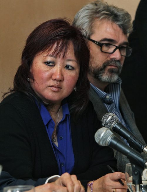 Carol Todd (left) mother of Amanda Todd and Glen Canning (right) father of Rehtaeh Parsons talk during an education symposium titled Child Sexual Exploitation in the Digital Age. After the symposium at an awards luncheon in the Fort Garry Hotel they were presented with the Rosalind Prober Award for Advocacy. 131118 November 18, 2013 Mike Deal / Winnipeg Free Press