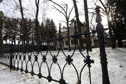iron  fence  -Historic Morden  Stephen St. stone home  is up for sale built in 1902Äì bill redekop story  Nov. 19 2013 / KEN GIGLIOTTI / WINNIPEG FREE PRESS