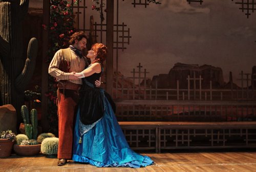 (l-r) Michele Angelini as Don Pasquale's nephew Ernesto and Nikki Einfeld as Norina. Cast from the Manitoba Opera production of Don Pasquale during a dress rehearsal at the Centennial Concert Hall. The Wild West comedy will be running from November 23, 26, and 29th at the Concert Hall.  131119 - November 19, 2013 MIKE DEAL / WINNIPEG FREE PRESS