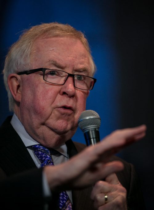 Former Prime Minister Joe Clark during a Q & A at the Winnipeg Free Press News Caf¾© on Wednesday. Clark is in Winnipeg on a book tour for his new book. How We Lead: Canada in a Century of Change. 131120 - Wednesday, November 20, 2013 - (Melissa Tait / Winnipeg Free Press)