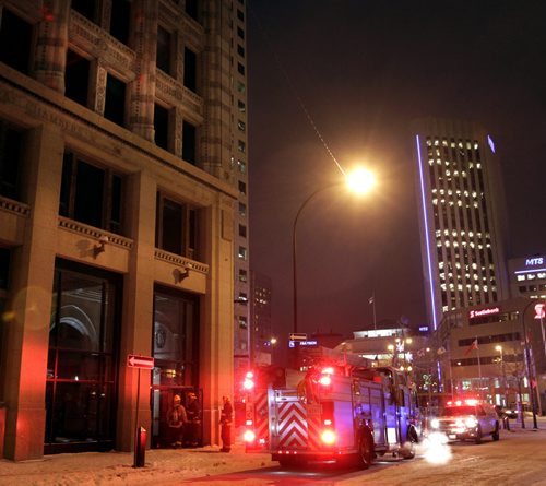 Winnipeg Fire Fighters responded to a small fire in the Electric Railway Chambers building a 213 Notre Dame Ave. near Portage Ave. Friday morning closing the street to traffic for a short time.   Wayne Glowacki / Winnipeg Free Press Nov. 22. 2013