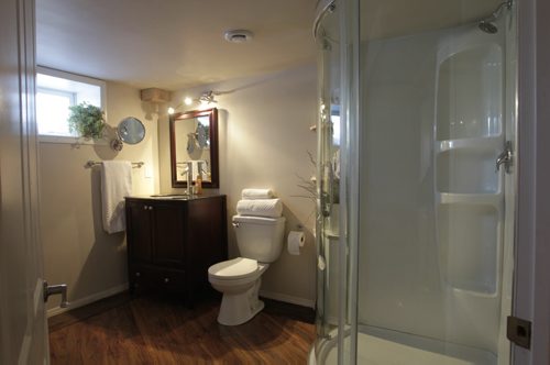 Homes.  The bathroom in the basement at 102 Garden Road in St. James, the realtor Daryl Newis.   Todd Lewys story  Wayne Glowacki / Winnipeg Free Press Nov. 26. 2013