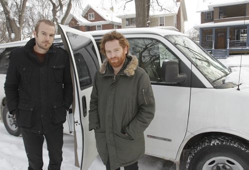 In Winnipeg now,  Matt Peters (right) and Brendan Berg and band members of Royal Canoe were in Chicago and they got robbed, their van was  broken into, their laptops, and three of their passports were stolen.  Alex Paul story. Wayne Glowacki / Winnipeg Free Press Nov. 28. 2013