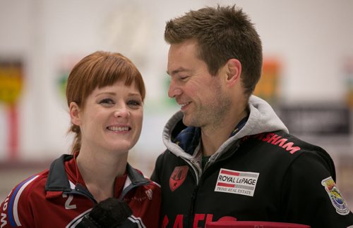 Dawn and Mike McEwen were married in July 2013. Dawn is lead for Team Jones, while Mike will skip his own team at Roar of the Rings 2013 in Winnipeg.  131128 - Thursday, November 28, 2013 - (Melissa Tait / Winnipeg Free Press)
